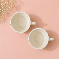 Athena Home Ceramic Coffee Mug Set of 2 | Black Striped Coffee Cups | 300 ml