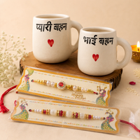 Athena Home Raksha Bandhan Gift Combo | Lavender Fragrance Gift Set, 2 Ceramic Coffee Mugs & 2 Designer Rakhis | Brother Sister Festive Gift Hamper