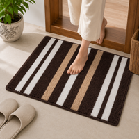 Athena Home Ultra Soft Microfiber Bath Mat Set of 2 | Anti-Skid, Super Absorbent & Quick Dry Bathroom Floor Mats | Brown Striped