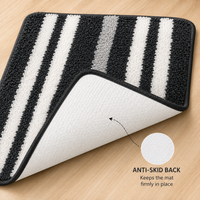 Athena Home Ultra Soft Microfiber Bath Mat Set of 2 | Anti-Skid, Super Absorbent & Quick Dry Bathroom Floor Mats | Dark Grey Striped