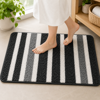 Athena Home Ultra Soft Microfiber Bath Mat Set of 2 | Anti-Skid, Super Absorbent & Quick Dry Bathroom Floor Mats | Dark Grey Striped