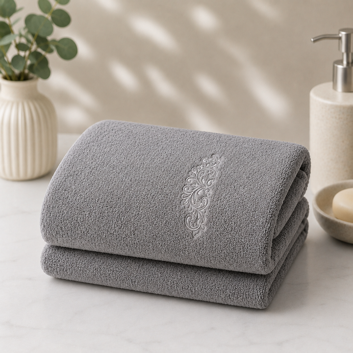 Athena Home Premium Cotton Bath Towel | Ultra Soft, Super Absorbent & Quick Dry | Plush Luxury Bathroom Towel | Grey | Set of 1