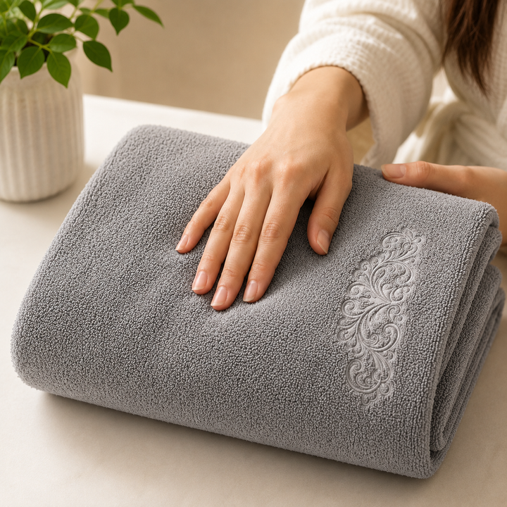Athena Home Premium Cotton Bath Towel | Ultra Soft, Super Absorbent & Quick Dry | Plush Luxury Bathroom Towel | Grey | Set of 1