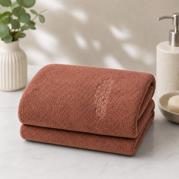 Athena Home Premium Cotton Bath Towel | Ultra Soft, Super Absorbent & Quick Dry | Plush Luxury Bathroom Towel | Terracotta | Set of 1