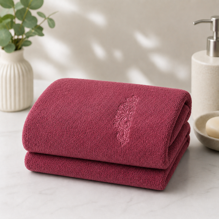 Athena Home Premium Cotton Bath Towel | Ultra Soft, Super Absorbent & Quick Dry | Plush Luxury Bathroom Towel | Wine | Set of 1