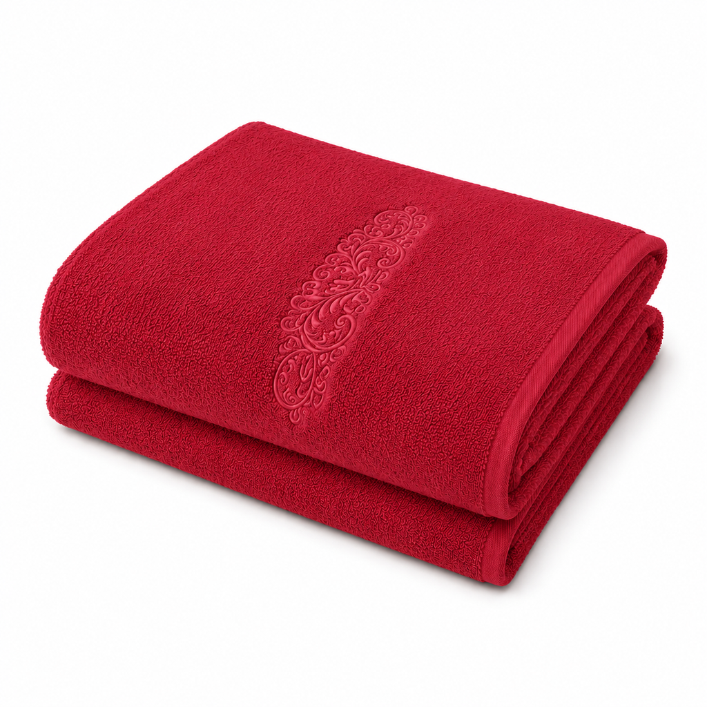 Athena Home Premium Cotton Bath Towel | Ultra Soft, Super Absorbent & Quick Dry | Plush Luxury Bathroom Towel | Red | Set of 1
