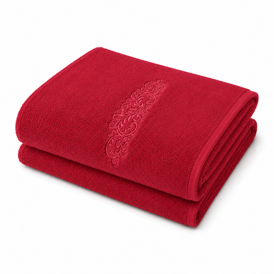 Athena Home Premium Cotton Bath Towel | Ultra Soft, Super Absorbent & Quick Dry | Plush Luxury Bathroom Towel | Red | Set of 1