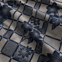 Athena Home Sheer Window Curtains Set of 2 | Floral Printed Transparent Curtains with Eyelet Rings | Navy Blue | 7 Feet