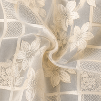 Athena Home Sheer Window Curtains Set of 2 | Floral Printed Transparent Curtains with Eyelet Rings | Cream | 7 Feet