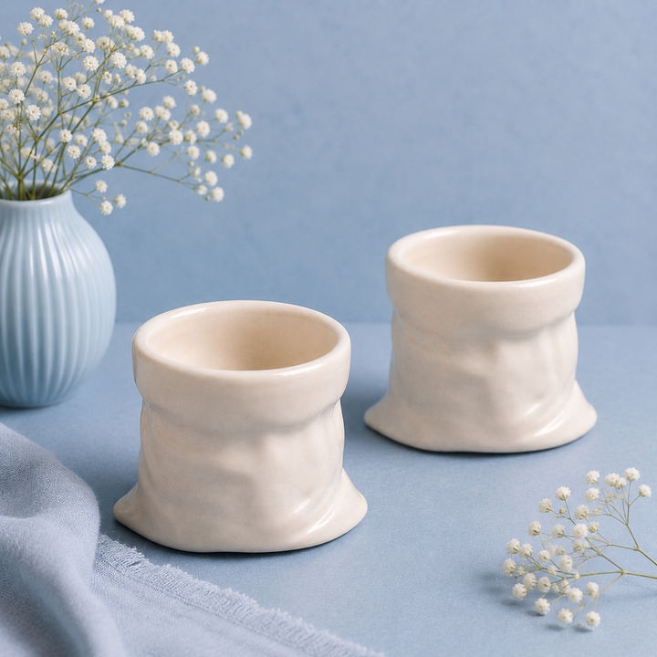 Athena Home Ceramic Sack Coffee Mug Set of 2 | 300 ml