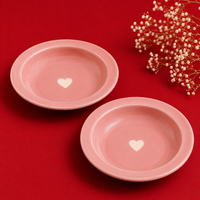 Athena Home Ceramic Pasta Plate Set of 2 | Pink Stoneware Pasta & Salad Plates