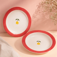 Athena Home Ceramic Pasta Plate Set of 2 | Hand-Painted Lemon Design Pasta & Salad Plates