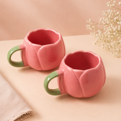 Athena Home Tulip Ceramic Coffee Mug Set of 2