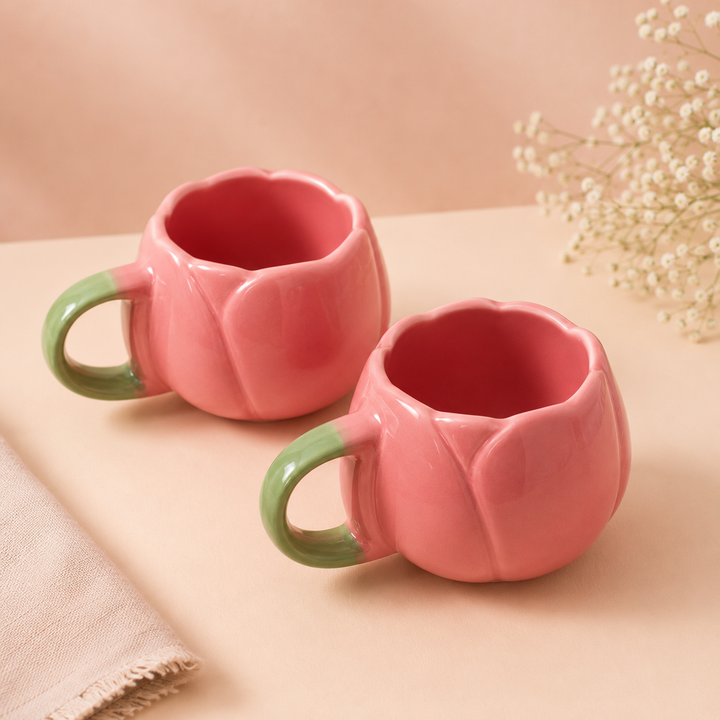Athena Home Tulip Ceramic Coffee Mug Set of 2