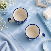 Athena Home Blue Mosaic Ceramic Coffee Mug Set of 2 | 300 ml