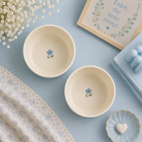 Athena Home Blue Floral Ceramic Bowl Set of 2 | 700 ml