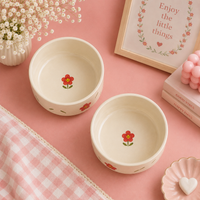 Athena Home Red Floral Ceramic Bowl Set of 2 |   700 ml each