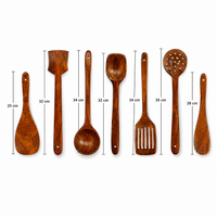 Athena Home Sheesham Wooden Kitchen Utensil Set | 7-Piece Cooking & Serving Spoon Set