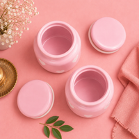 Athena Home Heart Print Baby Pink Ceramic Airtight Jar Set of 2 | Storage Containers with Lid | 800 ml