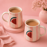 Athena Home Watermelon Print Ceramic Coffee Mug Set of 2 | 400 ml