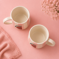 Athena Home Watermelon Print Ceramic Coffee Mug Set of 2 | 400 ml