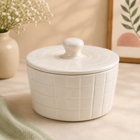 Athena Home White Ceramic Storage Jar with Lid | Multipurpose Kitchen Canister |1500 ml