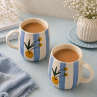 Athena Home Orange Blossom Ceramic Coffee Mug Set of 2 | 300 ml