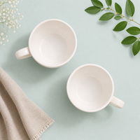 Athena Home Leaf Print Ceramic Tea & Coffee Cup Set of 2 | 300 ml
