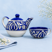 Handpainted Blue Pottery One kettle cup set | Set of 1