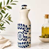 Ceramic Oil Dispenser Bottle 500 ml – Handcrafted Olive Oil Bottle with Lid