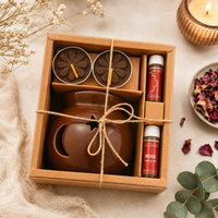 Rose Aroma Gift Set – Ceramic Oil Burner with Aroma Oils & Tealight Candles | Home Fragrance & Relaxation Gift Box