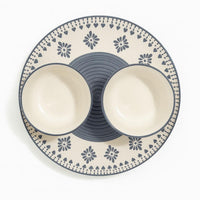 Grey Heart Ceramic Dinnerware Set | Handcrafted Dinner Plate with 2 Matching Bowls | Minimalist Premium Tableware