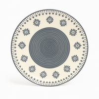 Athena Home Ceramic Handcrafted Ceramic Dinner Plate – Grey Floral Pattern Dinner Plate