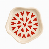 Handcrafted Heart Print Ceramic Cup & Saucer Set | Cream Coffee & Tea Mug for Gifting