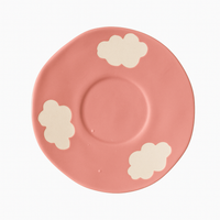 Cloud Design Ceramic Cup & Saucer Set | Pastel Pink | Handcrafted | Athena Home