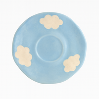 Handcrafted Cloud Design Ceramic Cup & Saucer Set