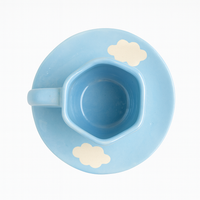 Handcrafted Cloud Design Ceramic Cup & Saucer Set