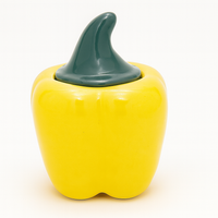 Handcrafted Bell Pepper Ceramic Container with Lid | Yellow Storage Jar for Kitchen & Home Décor