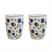 Urban Flora | Blue Ceramic Mugs | Set of 2