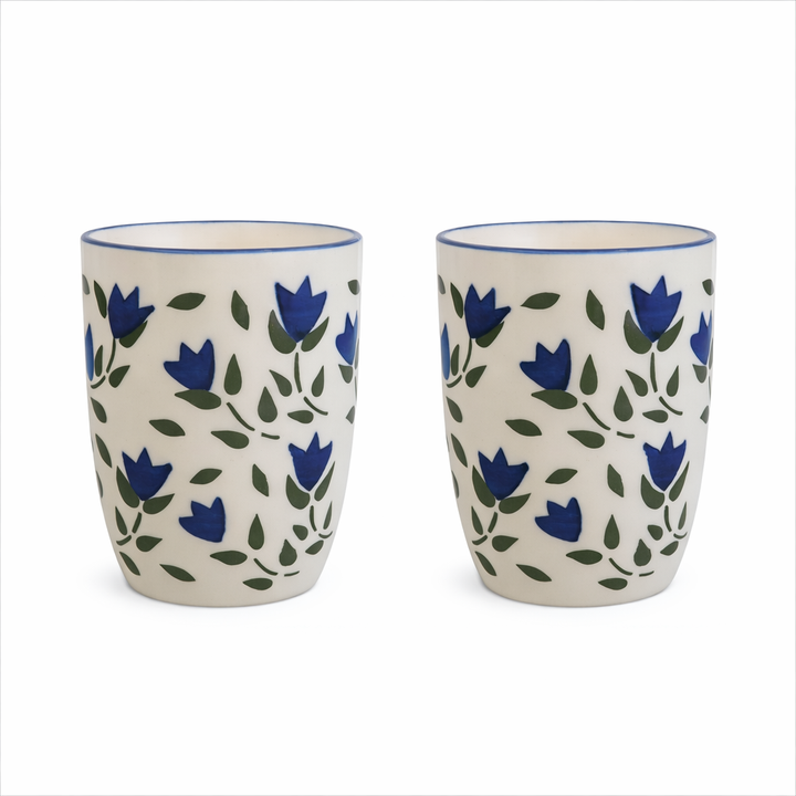 Urban Flora | Blue Ceramic Mugs | Set of 2