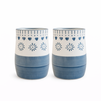 Heart Line | Grey Solid Ceramic Mug | Set of 2