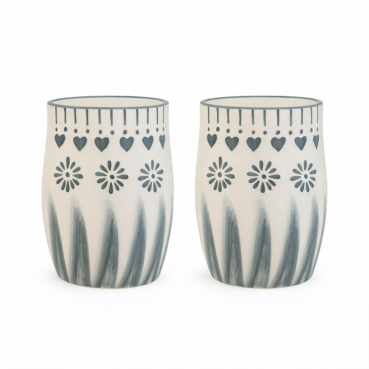 Heart Line | Grey Fire Ceramic Mug | Set of 2