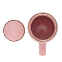 Premium Ceramic Mug with Lid | 350ml Matte Pink Stoneware Cup | Ceramic Lid for Heat Retention | Microwave &amp; Dishwasher Safe