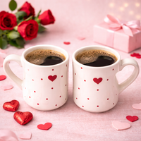 Red Heart Ceramic Coffee Mug | Set of 2