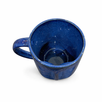 Blue Stone Face Ceramic Coffee Mug | Sculpted Stoneware Mug with Handle | Set of 1