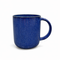 Blue Stone Face Ceramic Coffee Mug | Sculpted Stoneware Mug with Handle | Set of 1