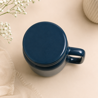Teal Ceramic Mug with Lid | Gloss Finish Stoneware Coffee & Tea Mug