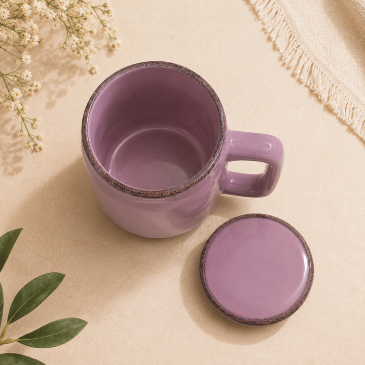 Mason Jar | Baby Pink Ceramic Mug with Lid | 420ml