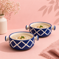 Indigo Mosaic Ceramic Soup Bowls | Set of 2