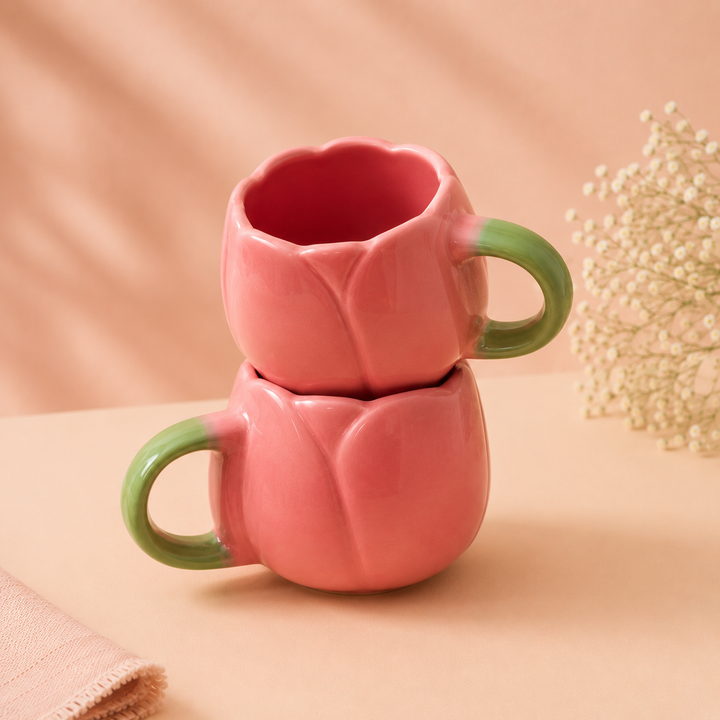 Athena Home Tulip Ceramic Coffee Mug Set of 2